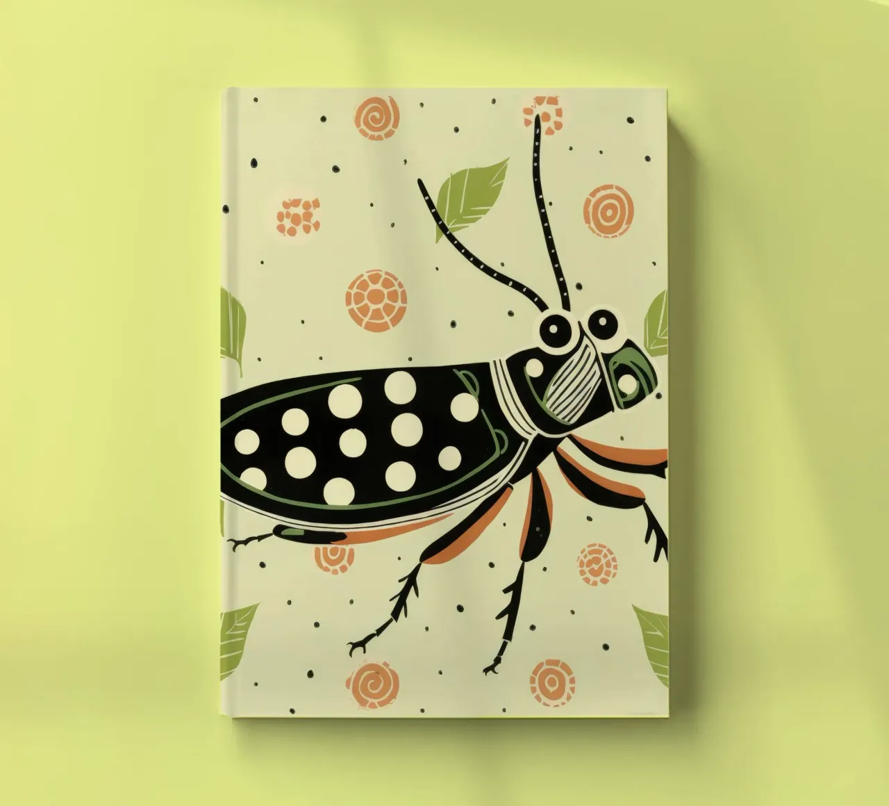 Grüner Grashüpfer 3 Notizbuch von Minimal Animal Art