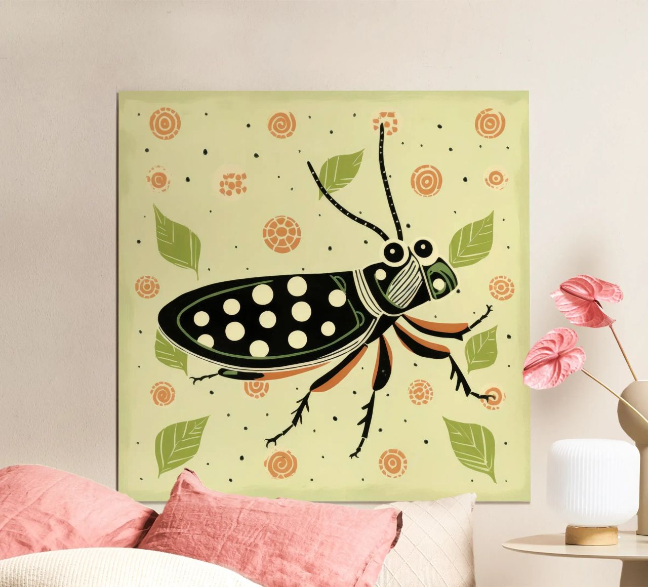 Green Grasshopper 3 poster by Minimal Animal Art