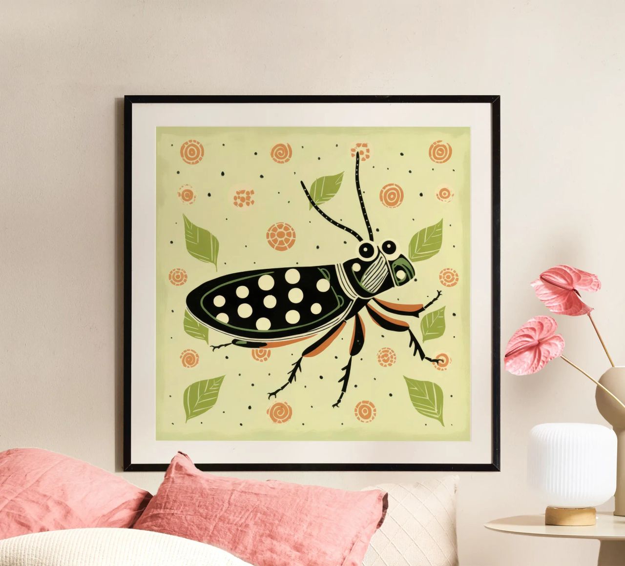Green Grasshopper 3 poster by Minimal Animal Art