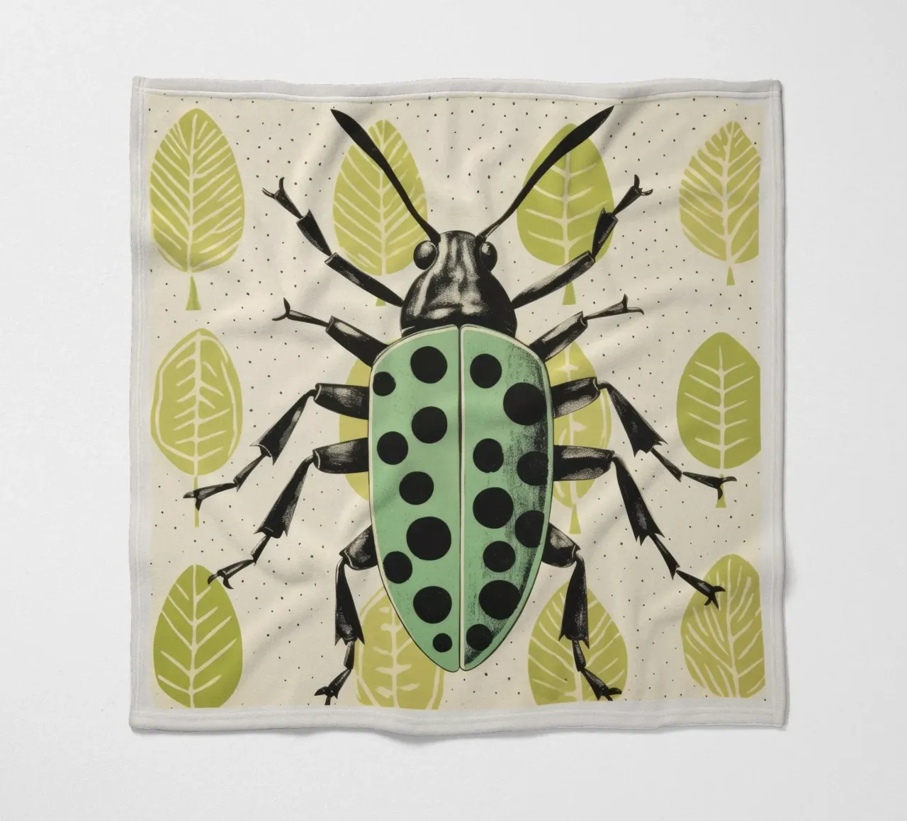 Green Grasshopper 4 fleece blanket by Minimal Animal Art