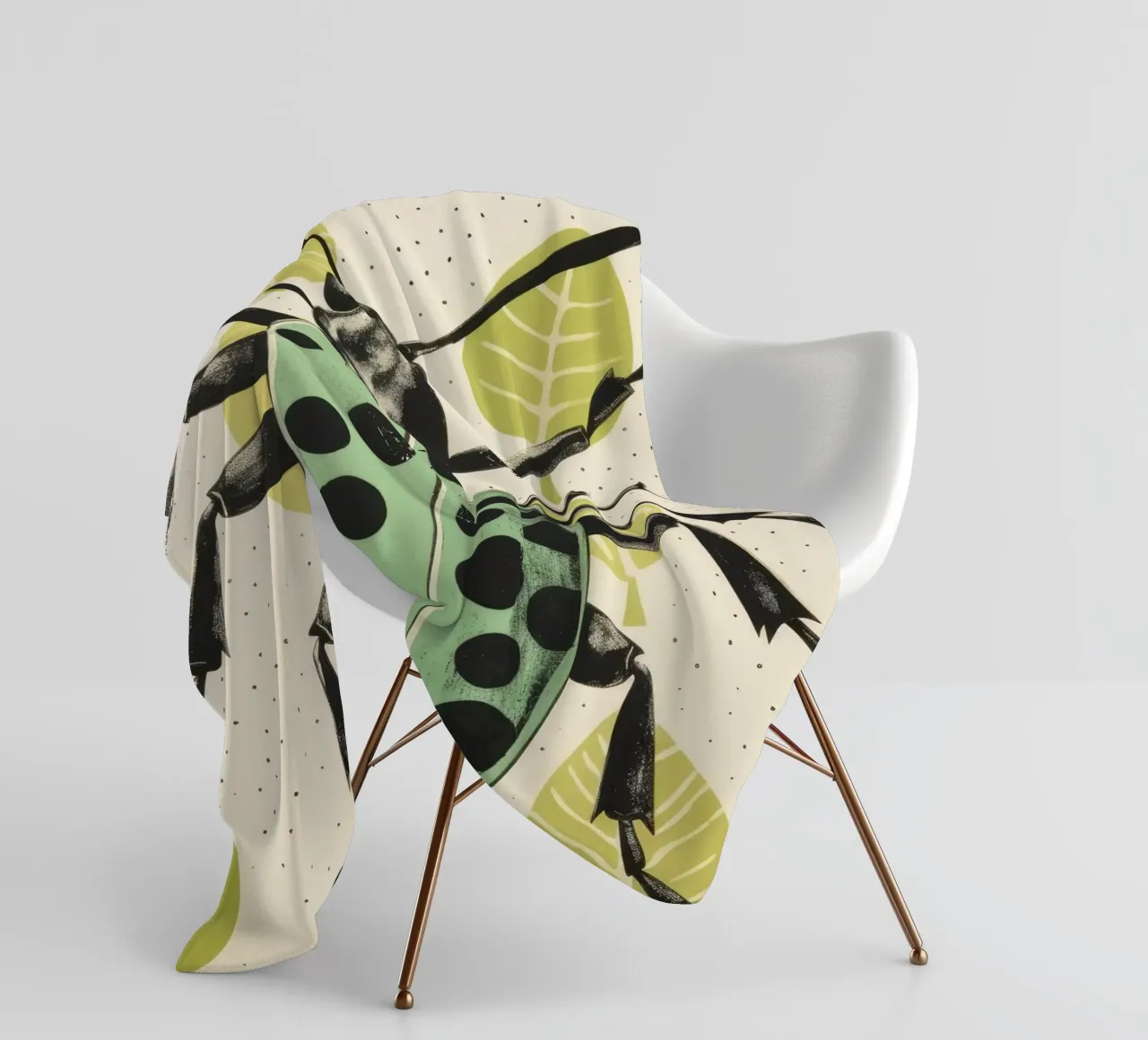 Green Grasshopper 4 fleece blanket by Minimal Animal Art