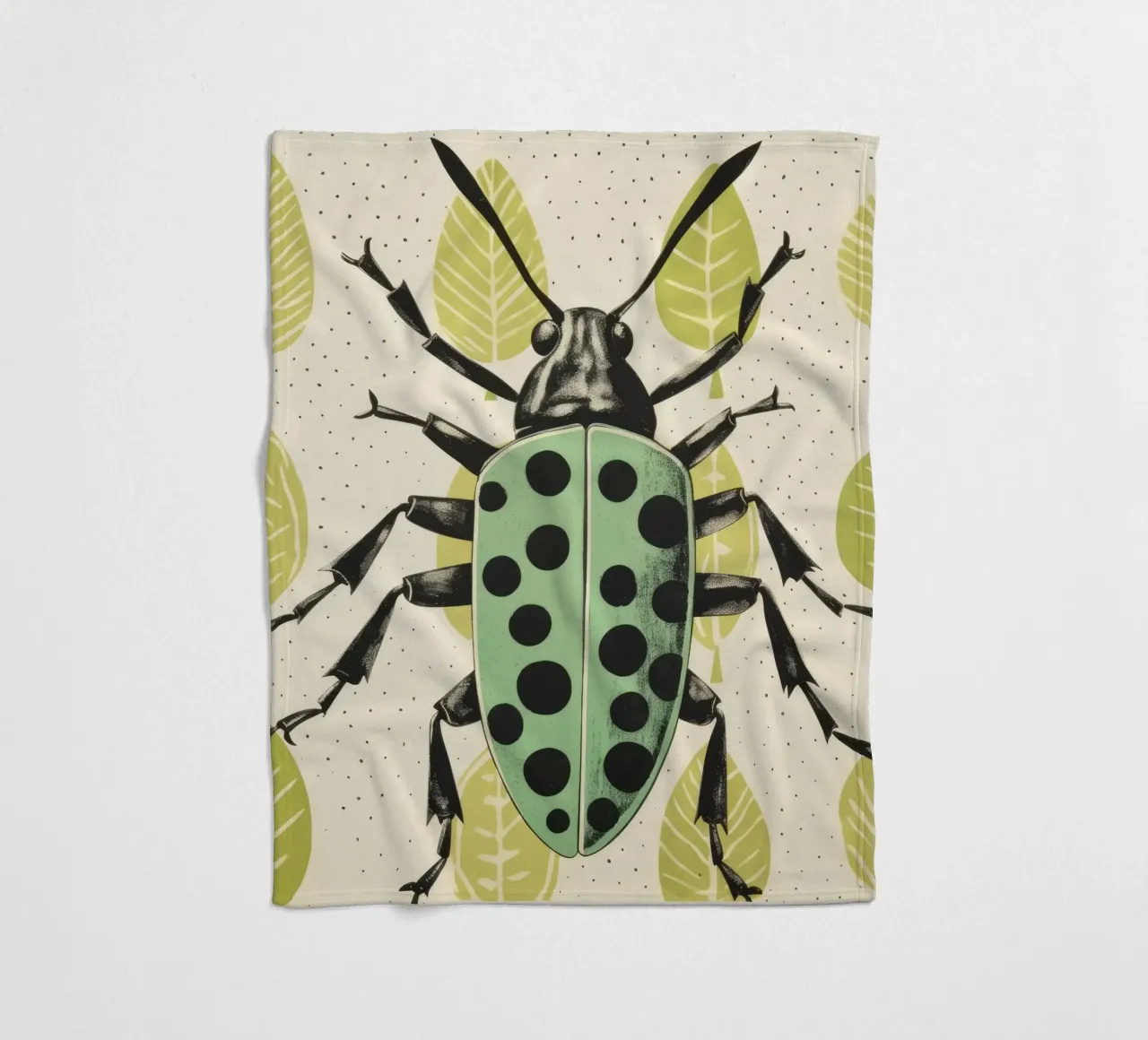 Green Grasshopper 4 fleece blanket by Minimal Animal Art