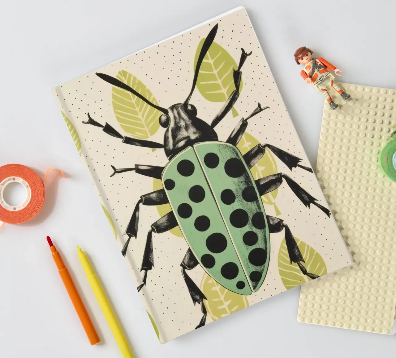 Green Grasshopper 4 notebook by Minimal Animal Art