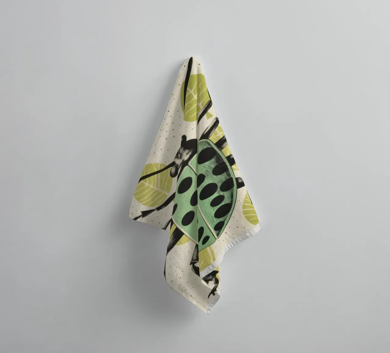 Green Grasshopper 4 towel by Minimal Animal Art