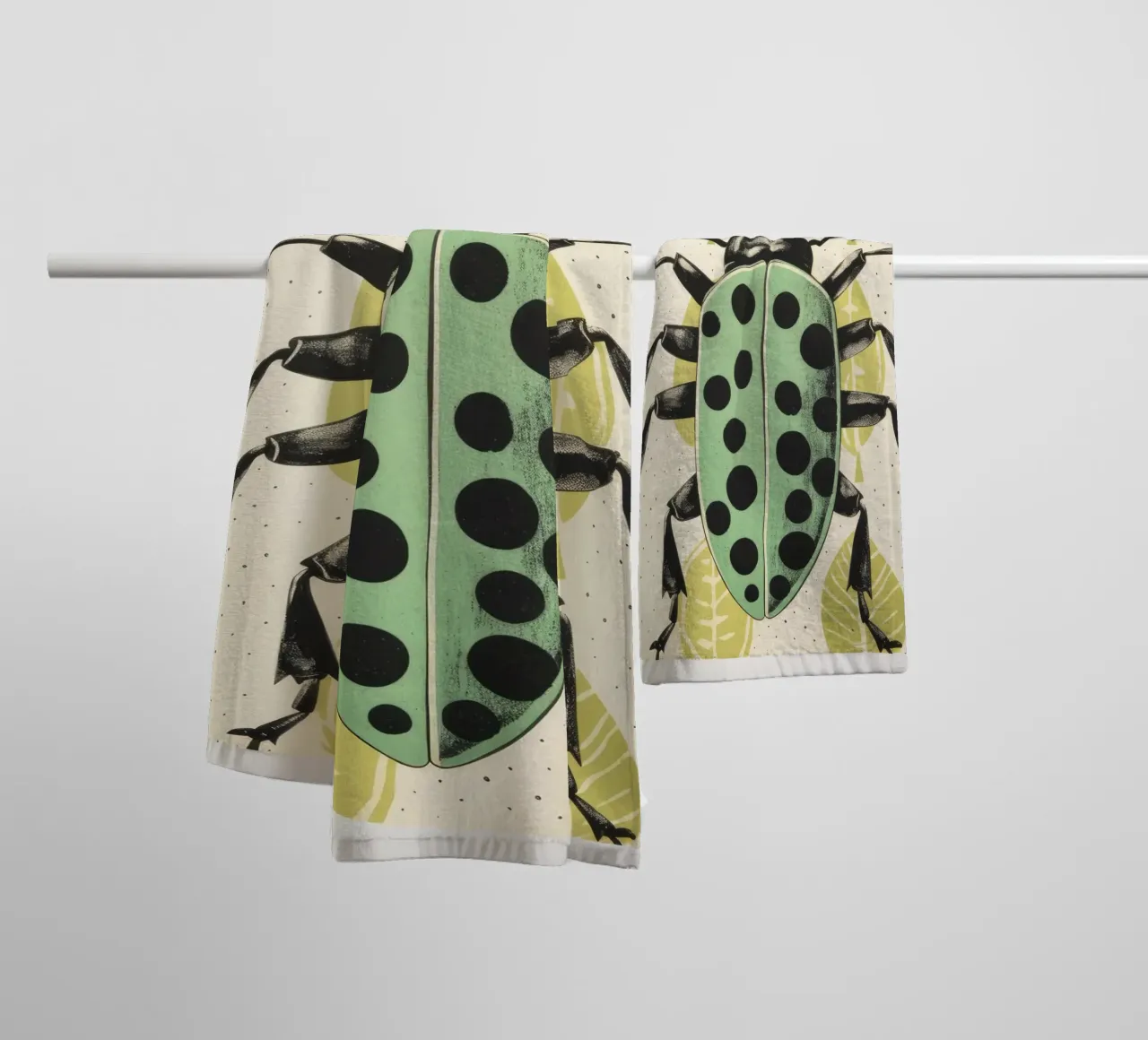 Green Grasshopper 4 towel by Minimal Animal Art