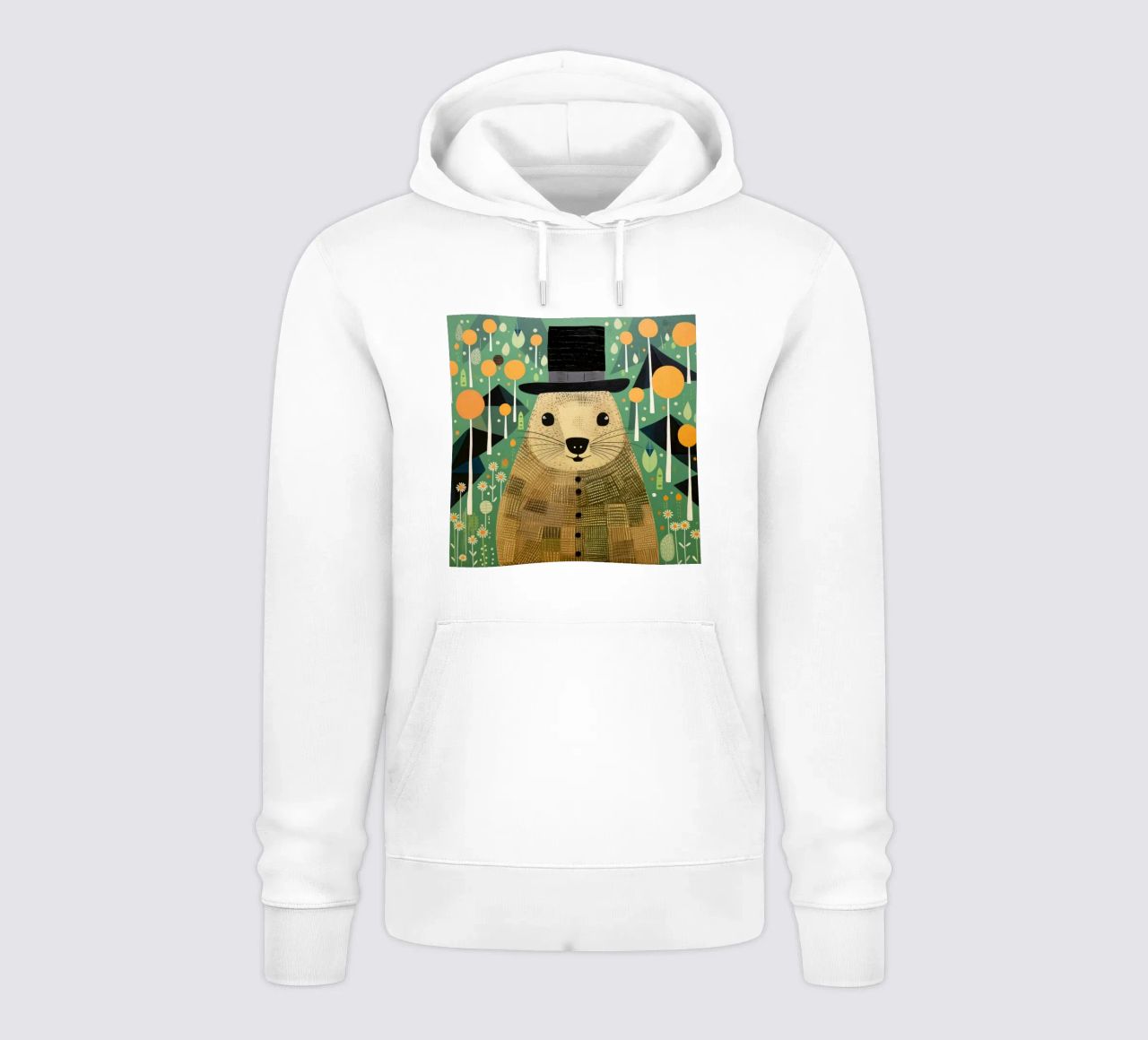 Marmotta verde 1 felpa con cappuccio da Minimal Animal Art