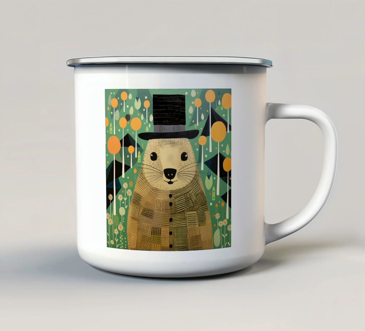 Marmotta verde 1 tazza in smalto da Minimal Animal Art