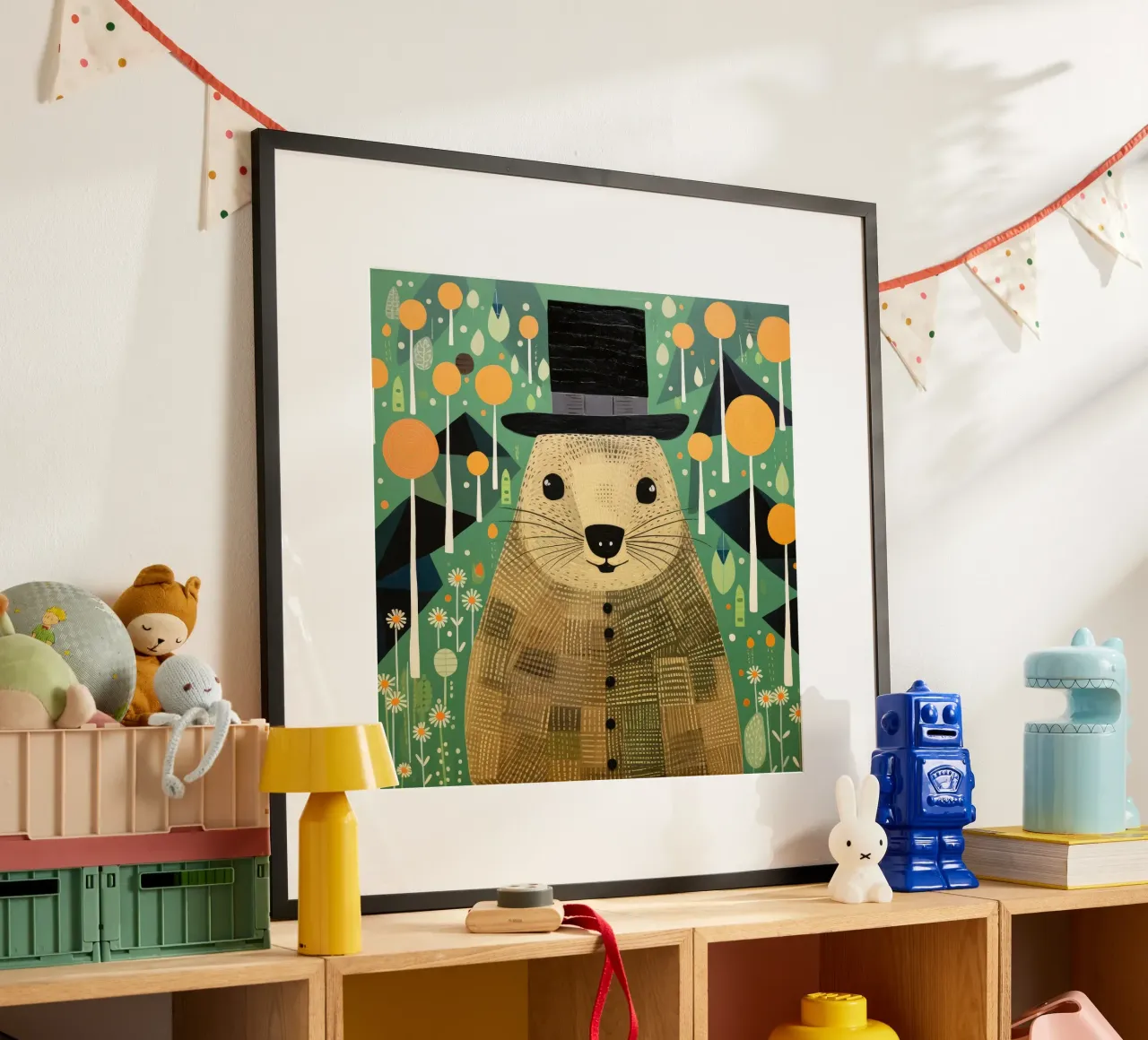 Green Groundhog 1 poster by Minimal Animal Art