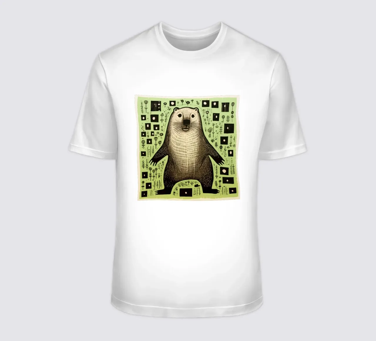 Green Groundhog 2 t-shirt by Minimal Animal Art