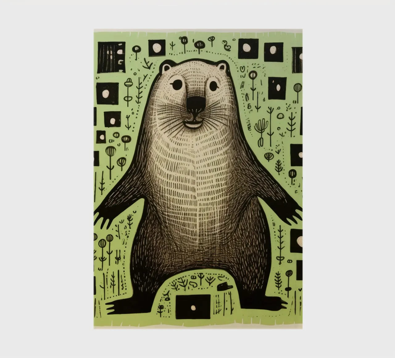 Green Groundhog 2 notebook by Minimal Animal Art