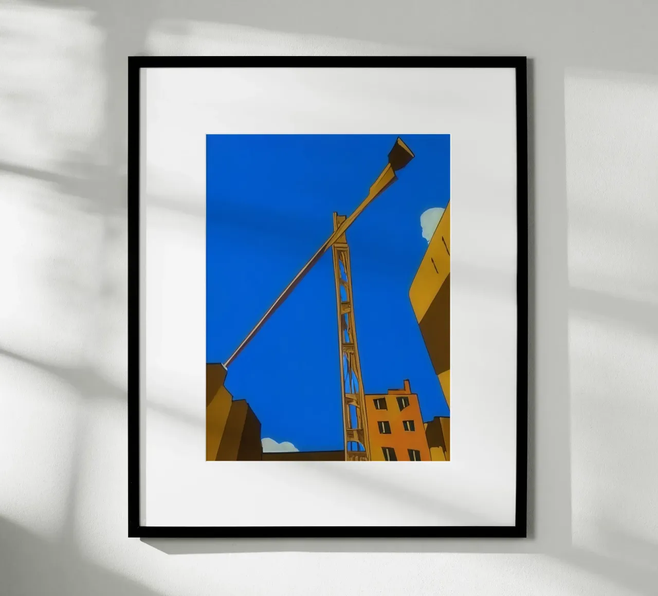 Gru nel cielo poster con telaio in alluminio da Abstract Art by LK