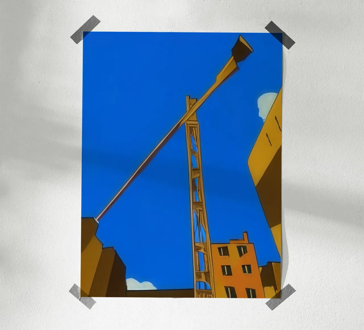 Gru nel cielo poster con telaio in alluminio da Abstract Art by LK