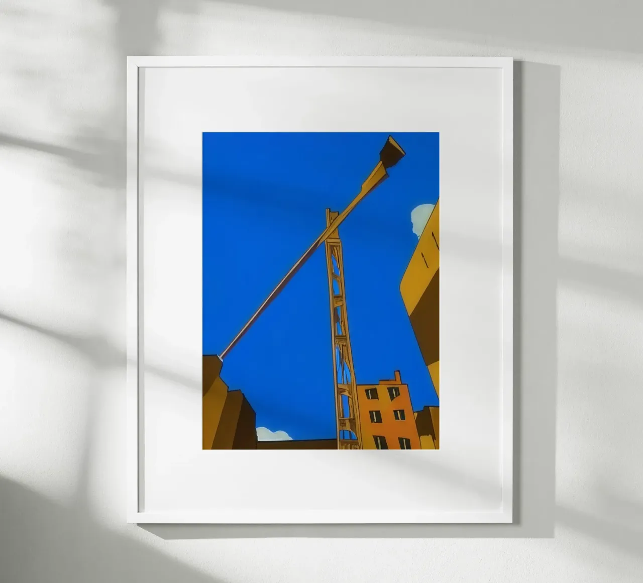 Gru nel cielo poster con telaio in alluminio da Abstract Art by LK