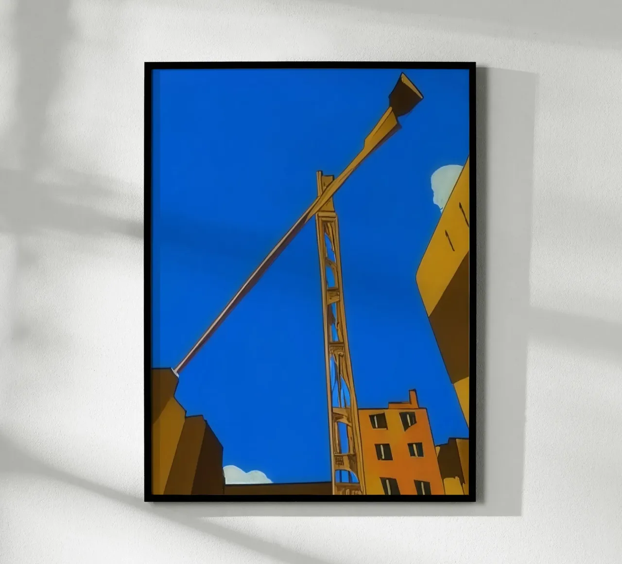 Gru nel cielo poster con telaio in alluminio da Abstract Art by LK