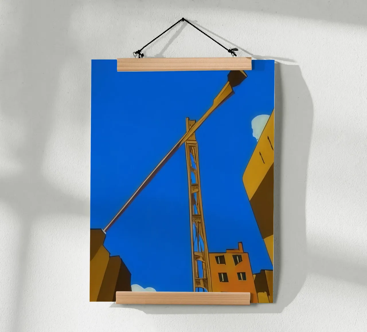 Gru nel cielo poster con telaio in alluminio da Abstract Art by LK