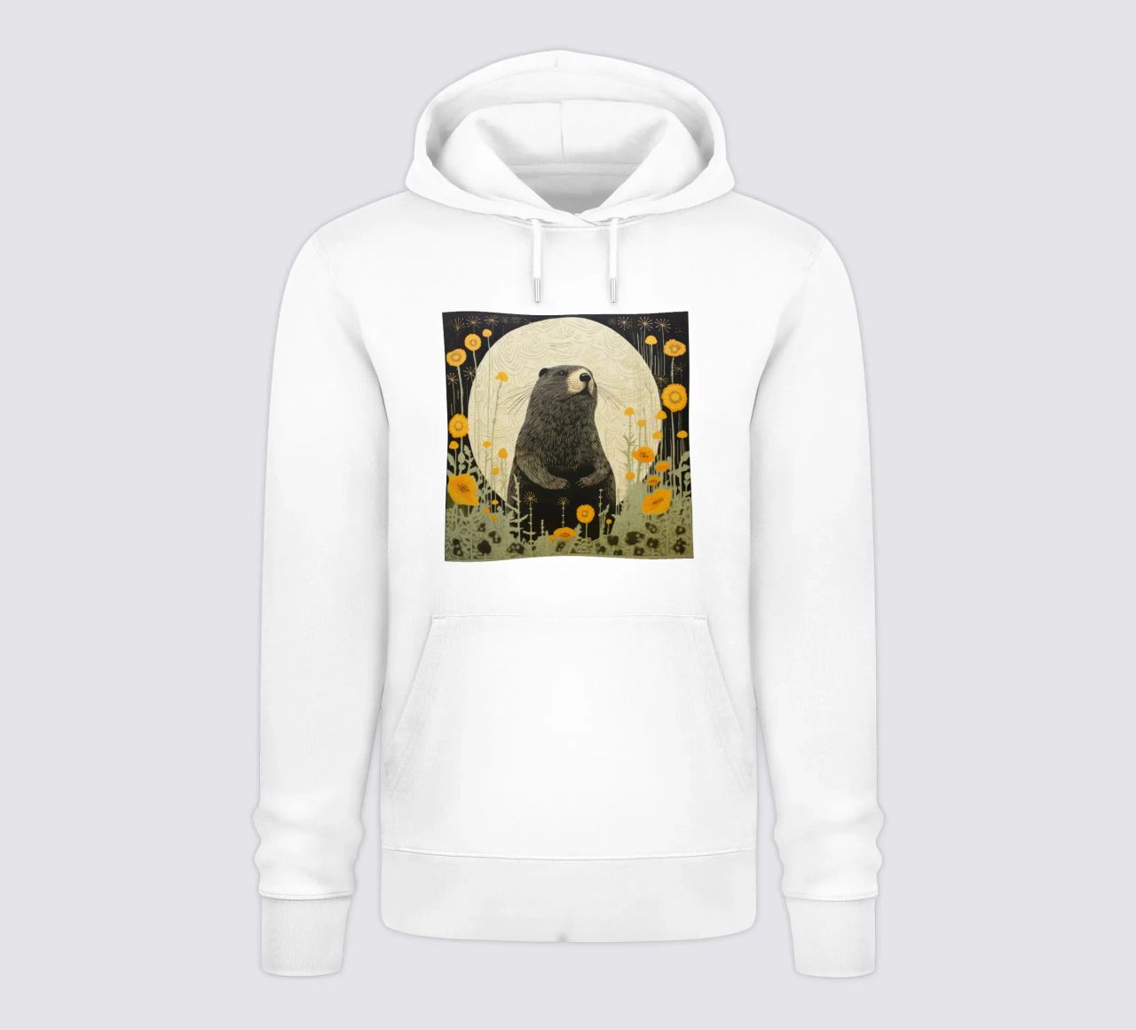 Marmotta verde 3 felpa con cappuccio da Minimal Animal Art