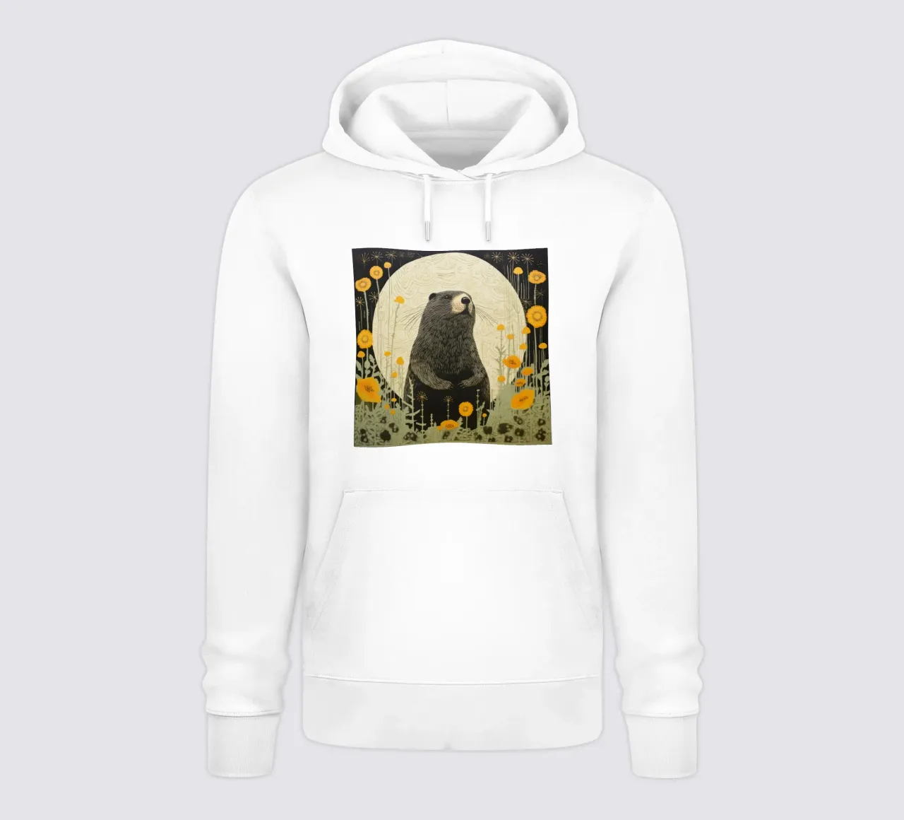 Marmotta verde 3 felpa con cappuccio da Minimal Animal Art