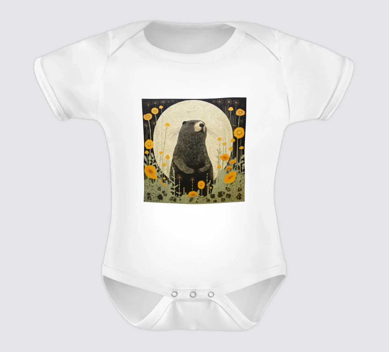 Marmotta verde 3 body neonato maniche corte da Minimal Animal Art
