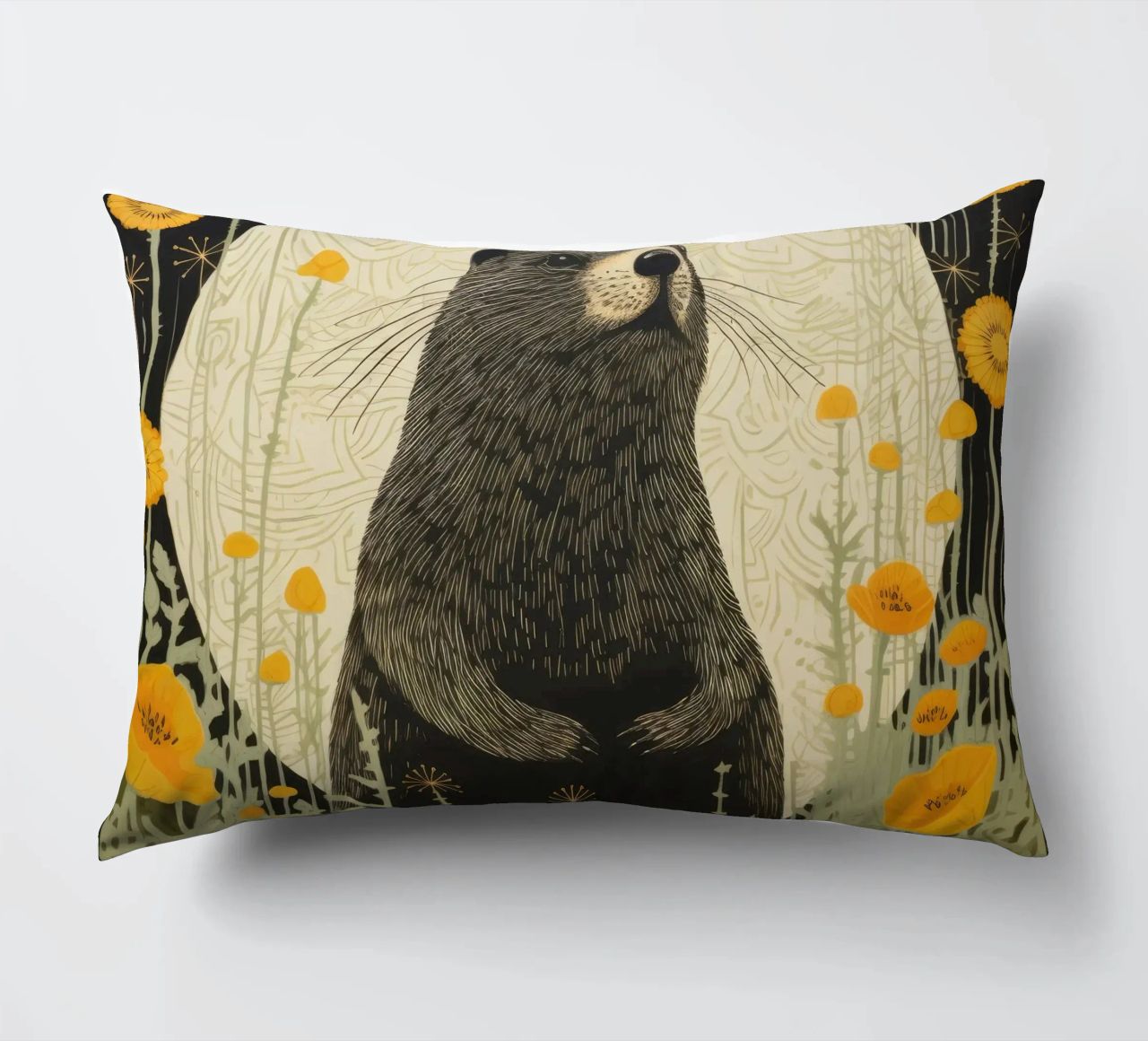 Marmotta verde 3 cuscino da Minimal Animal Art