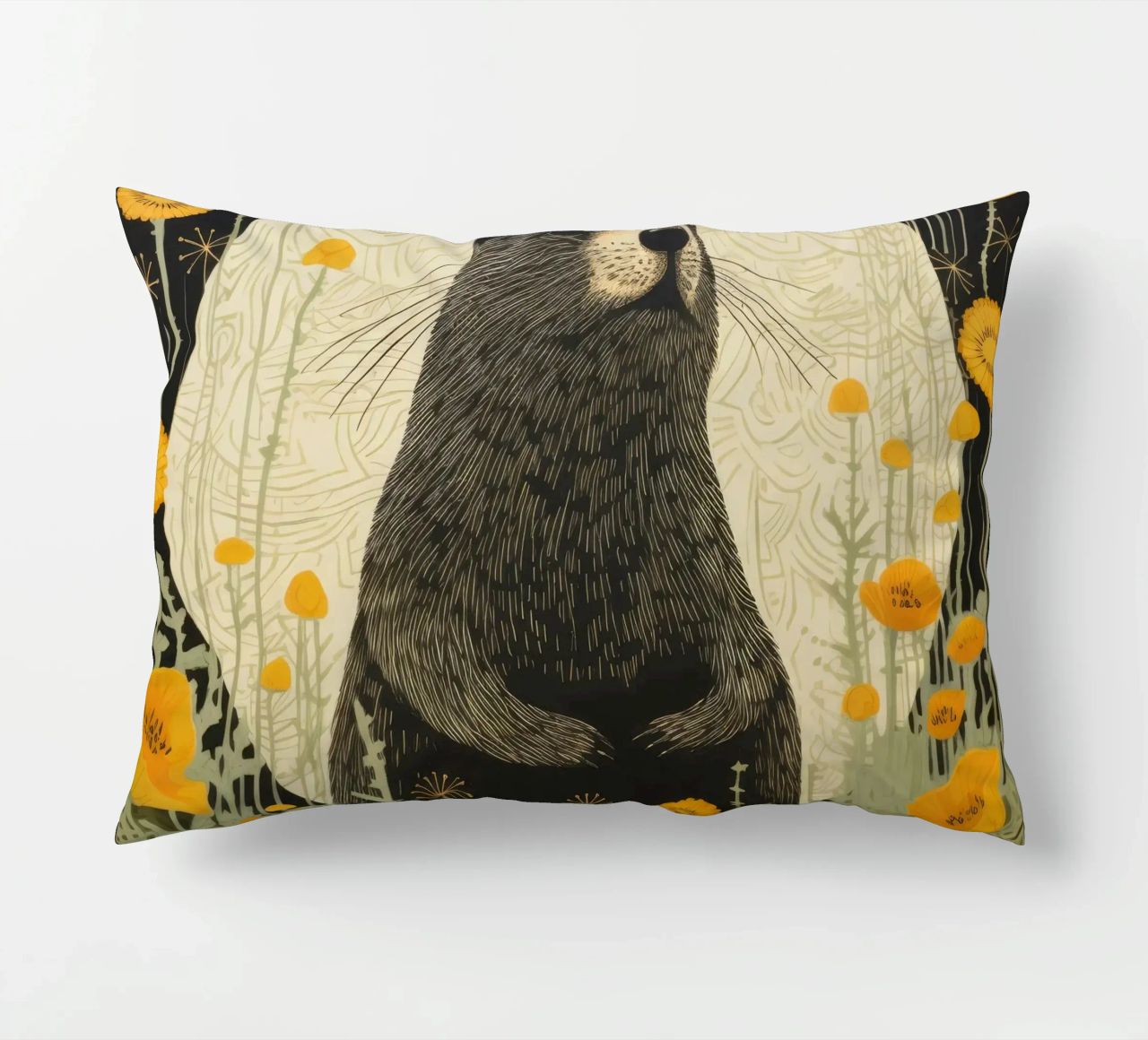 Marmotta verde 3 cuscino da Minimal Animal Art