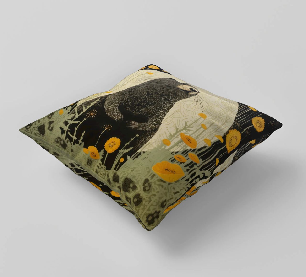 Marmotta verde 3 cuscino da Minimal Animal Art