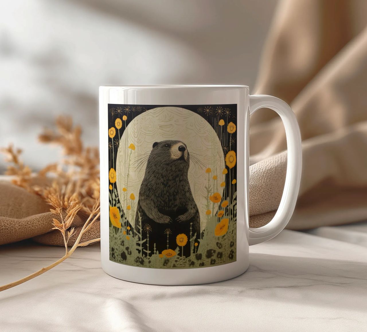 Marmotta verde 3 tazza in ceramica da Minimal Animal Art