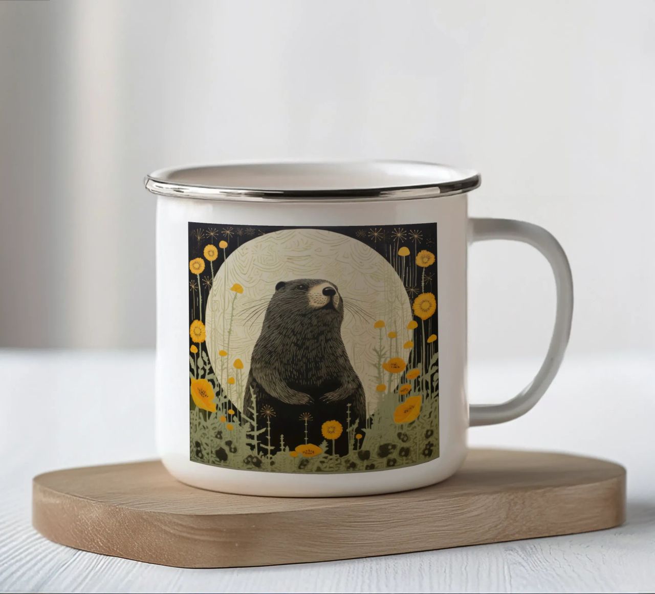 Marmotta verde 3 tazza in smalto da Minimal Animal Art