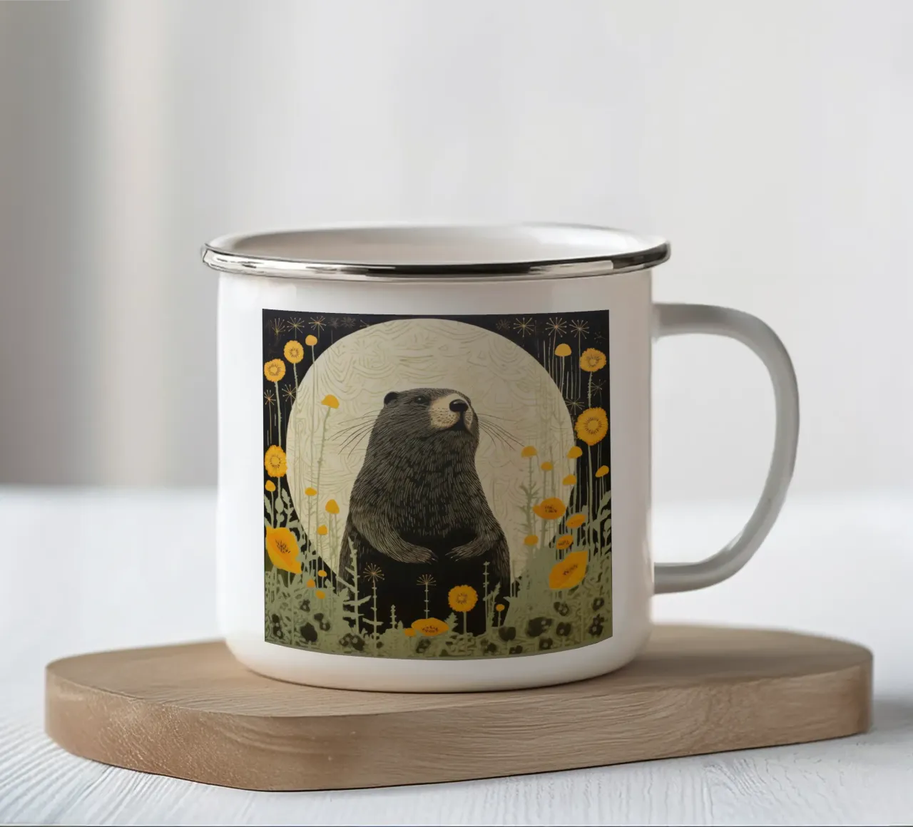 Marmotta verde 3 tazza in smalto da Minimal Animal Art