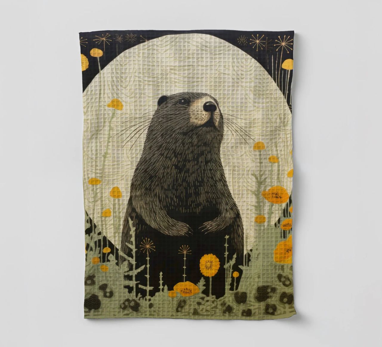 Marmotta verde 3 canovaccio da cucina da Minimal Animal Art
