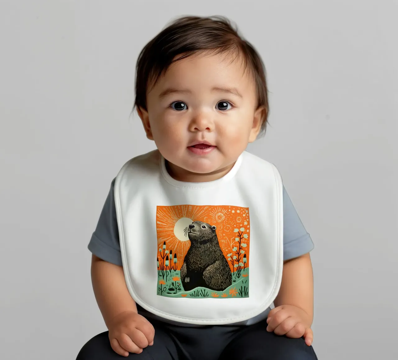 Marmotta verde 4 bavaglino da Minimal Animal Art