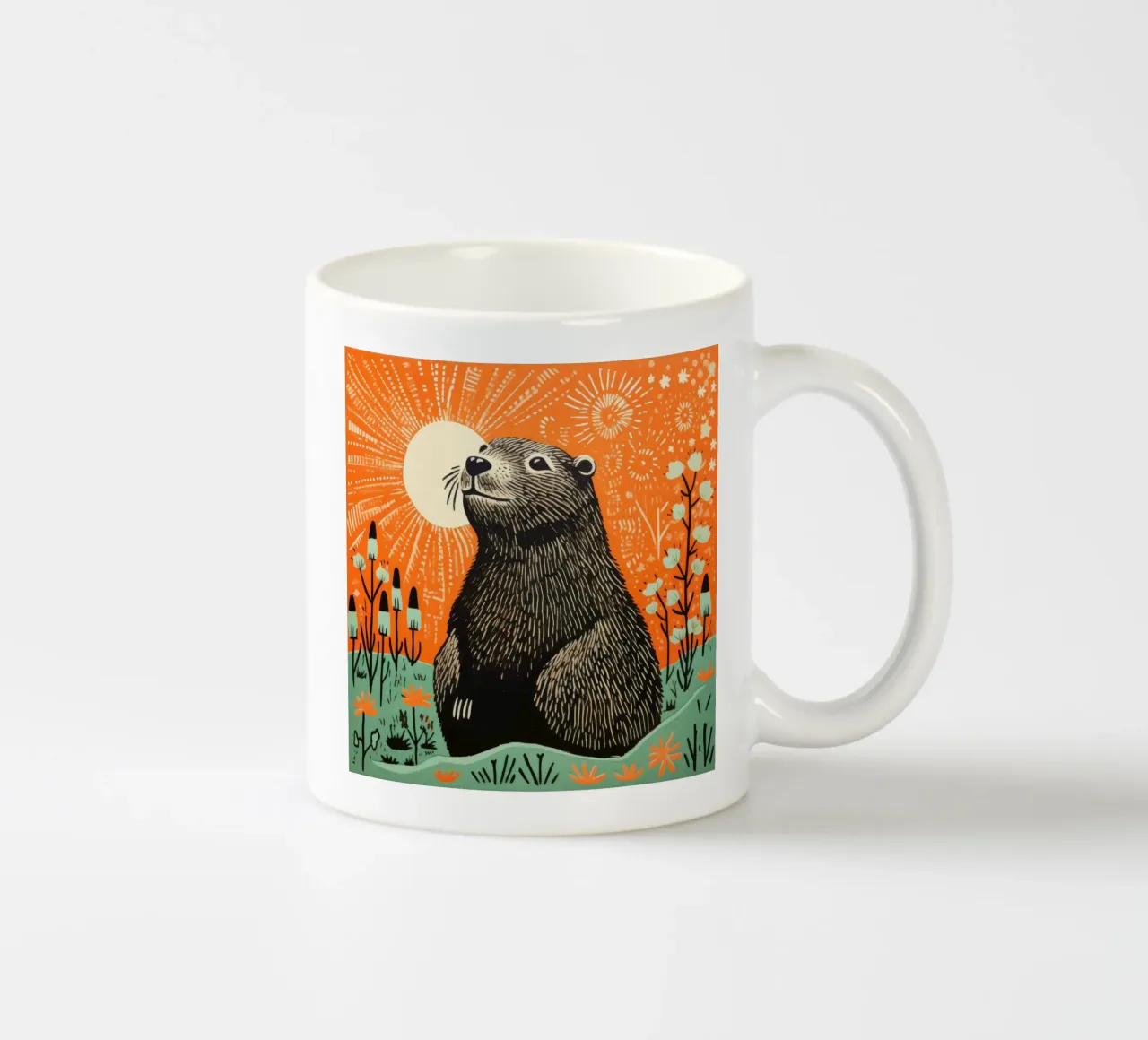 Marmotta verde 4 tazza in ceramica da Minimal Animal Art