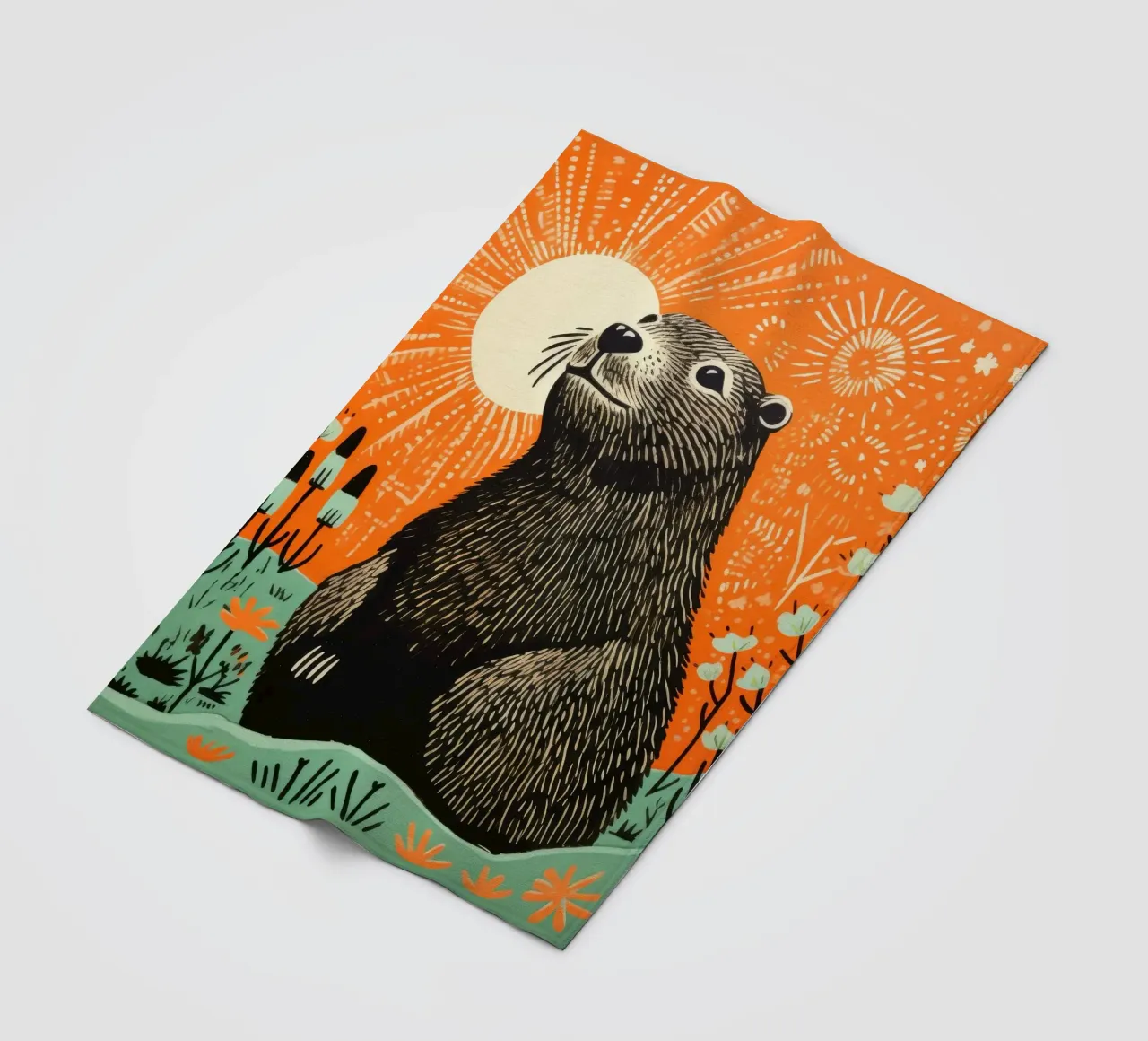 Marmotta verde 4 coperta in pile da Minimal Animal Art