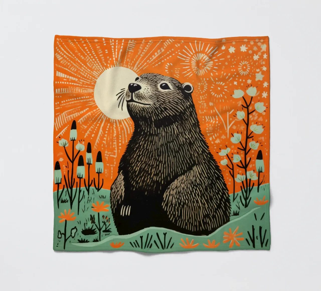 Marmotta verde 4 coperta in pile da Minimal Animal Art