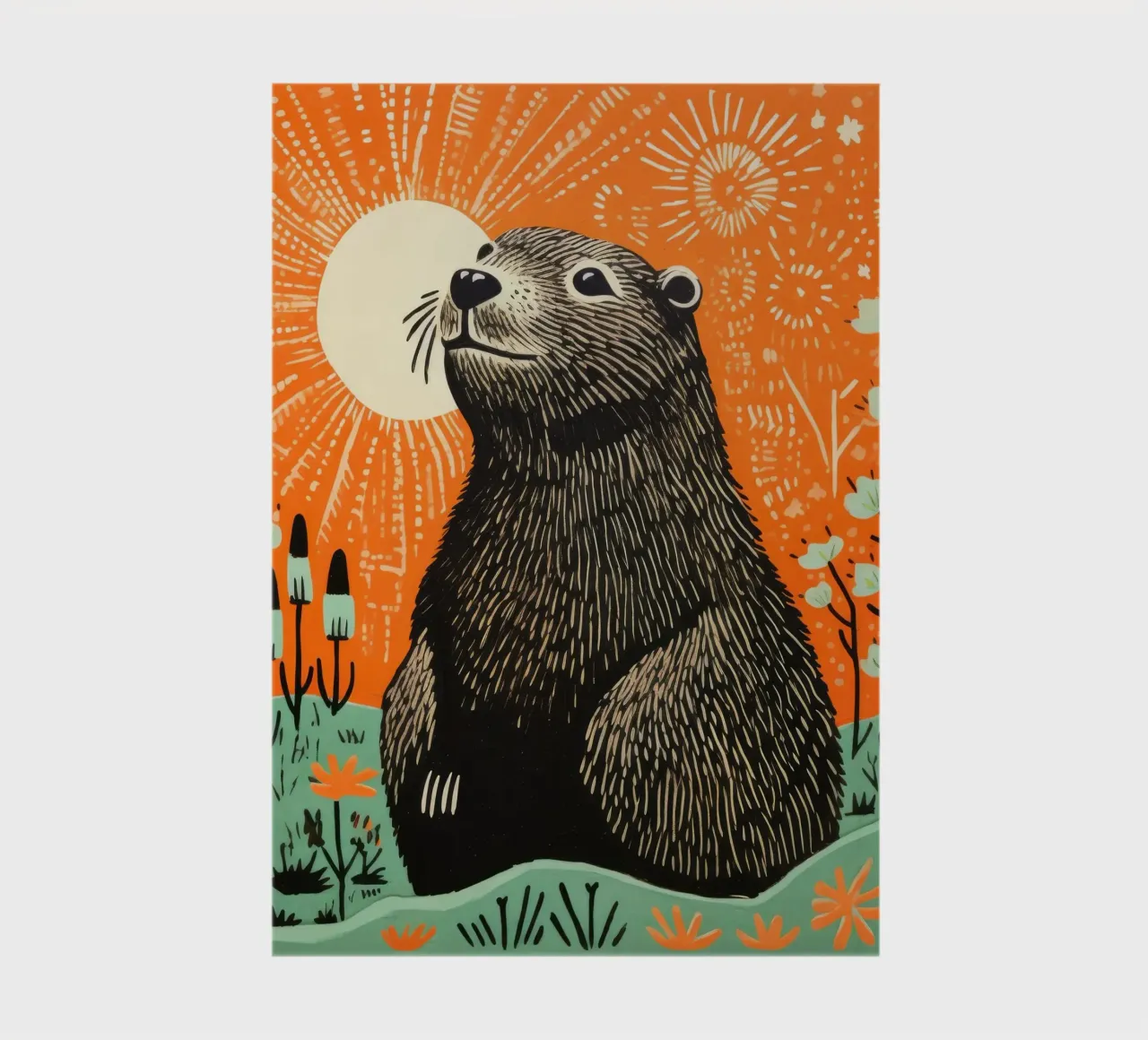 Green Groundhog 4 notebook by Minimal Animal Art