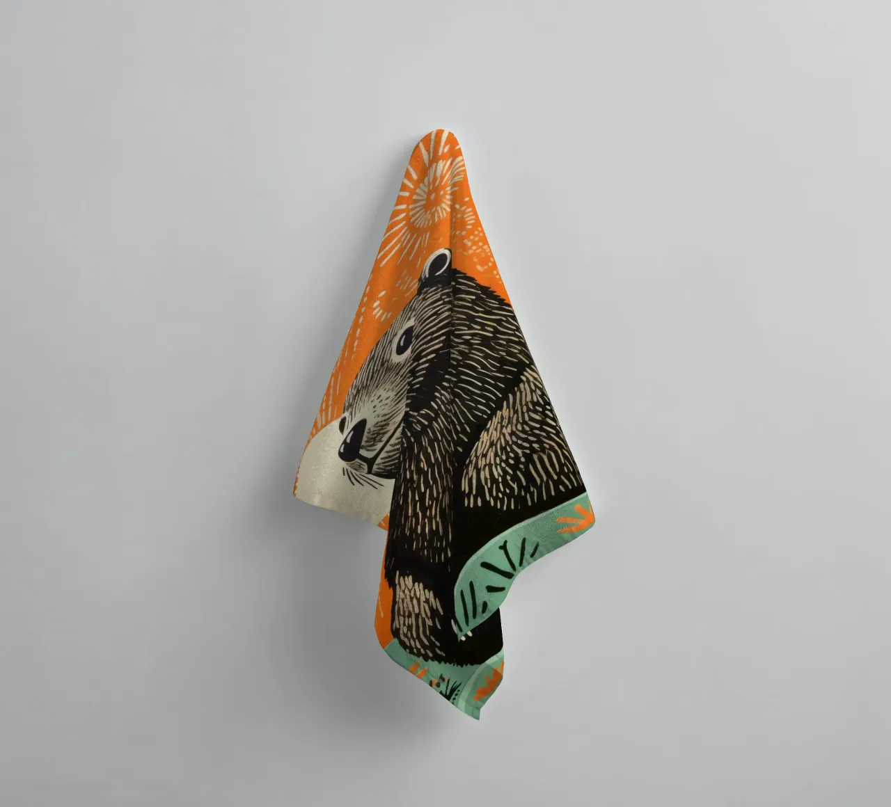 Marmotta verde 4 asciugamano da bagno da Minimal Animal Art