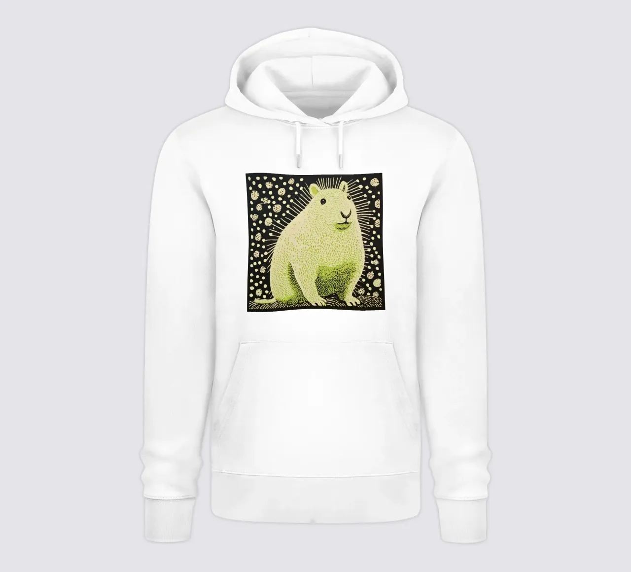 Cavia verde 1 felpa con cappuccio da Minimal Animal Art