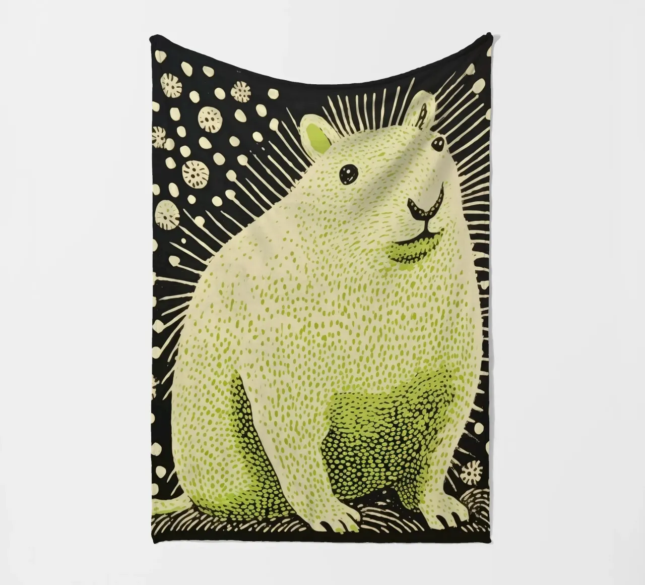 Green Guinea Pig 1 fleece blanket by Minimal Animal Art