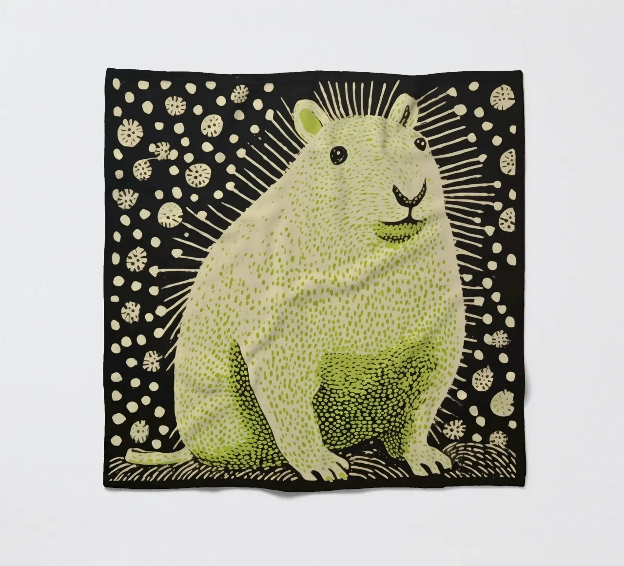 Green Guinea Pig 1 fleece blanket by Minimal Animal Art