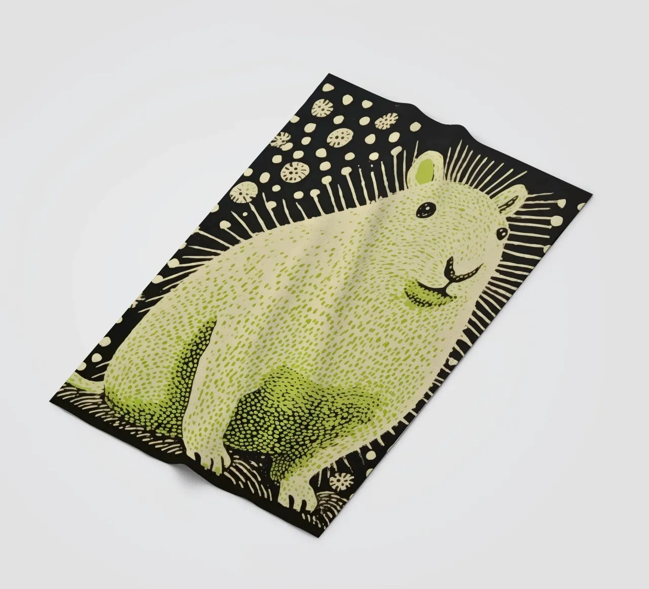 Green Guinea Pig 1 fleece blanket by Minimal Animal Art