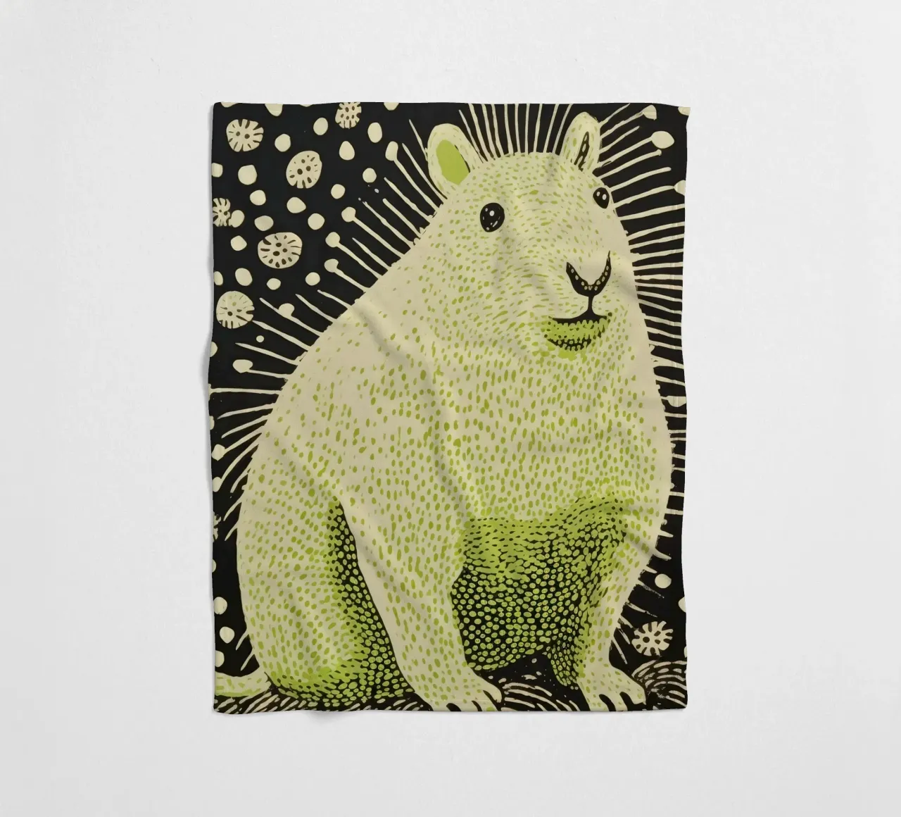 Green Guinea Pig 1 fleece blanket by Minimal Animal Art