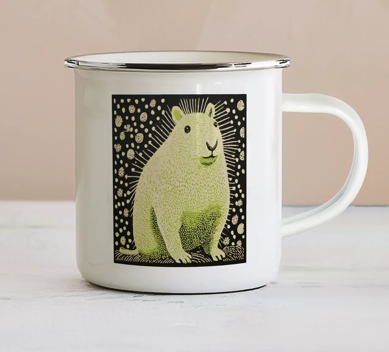 Cavia verde 1 tazza in smalto da Minimal Animal Art