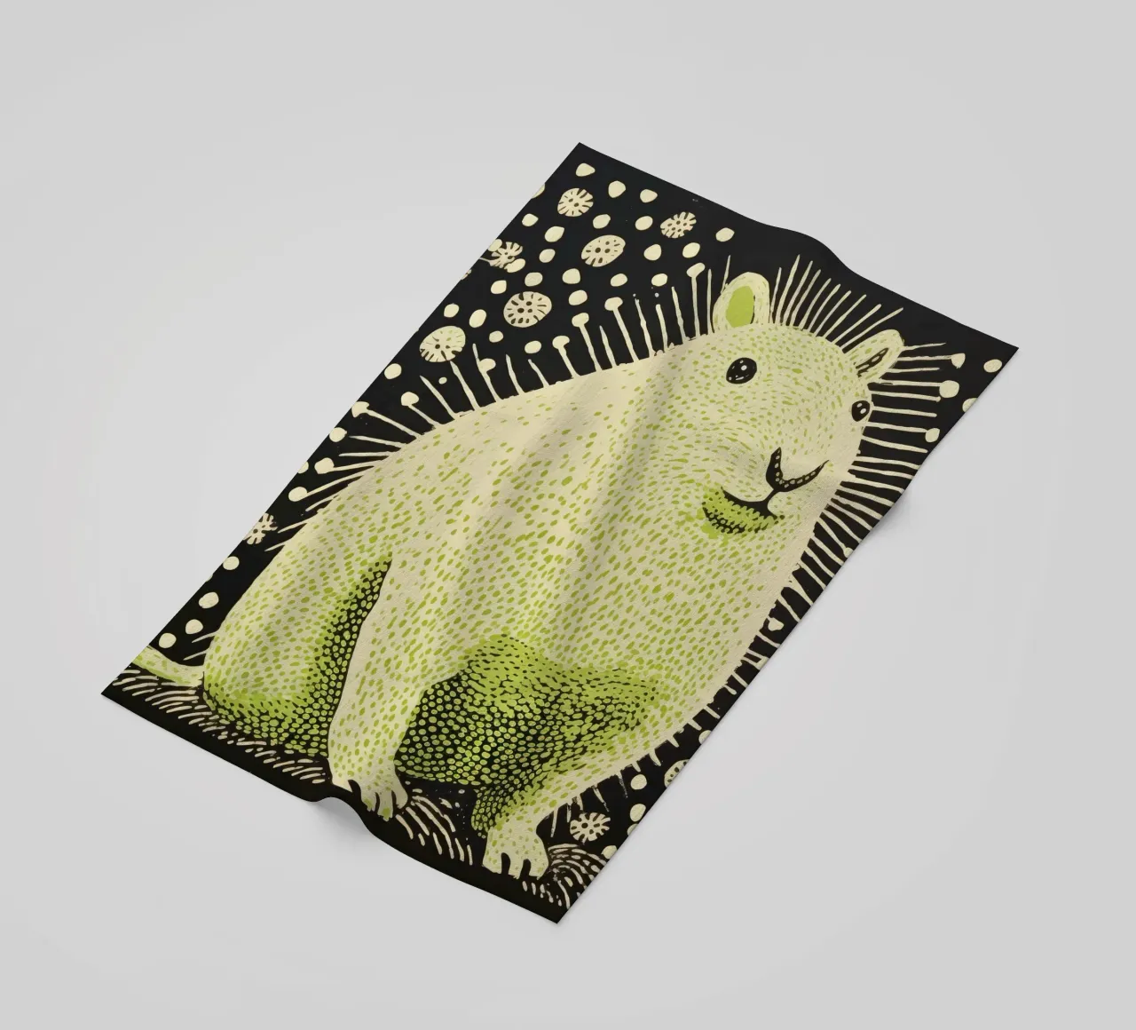 Green Guinea Pig 1 beach towel by Minimal Animal Art