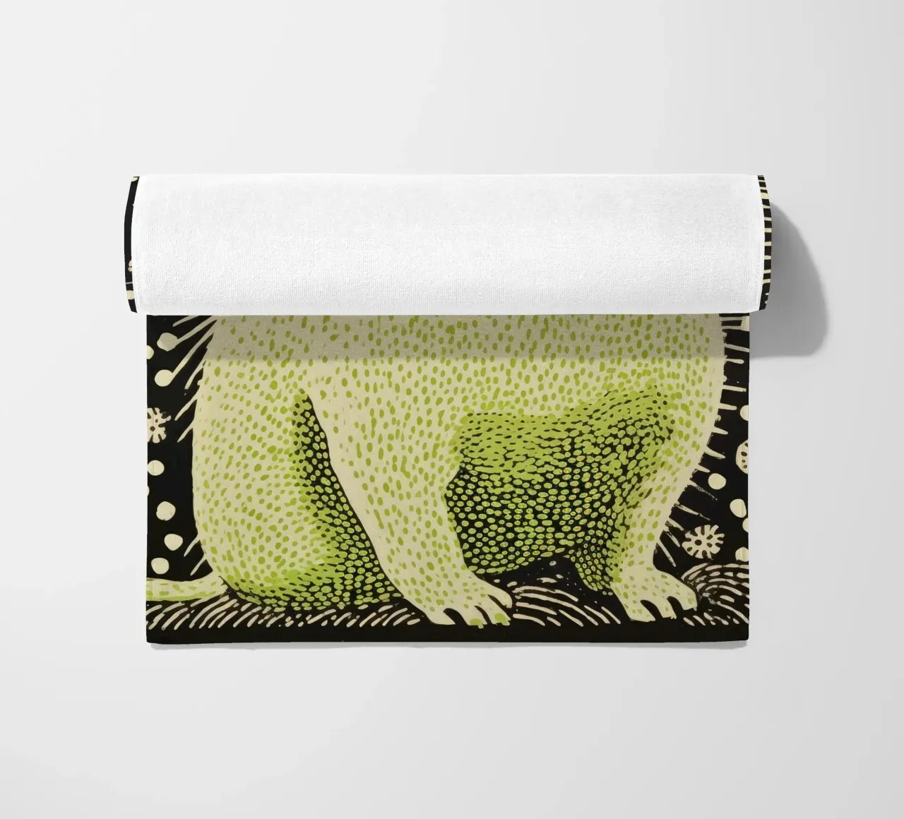 Green Guinea Pig 1 beach towel by Minimal Animal Art