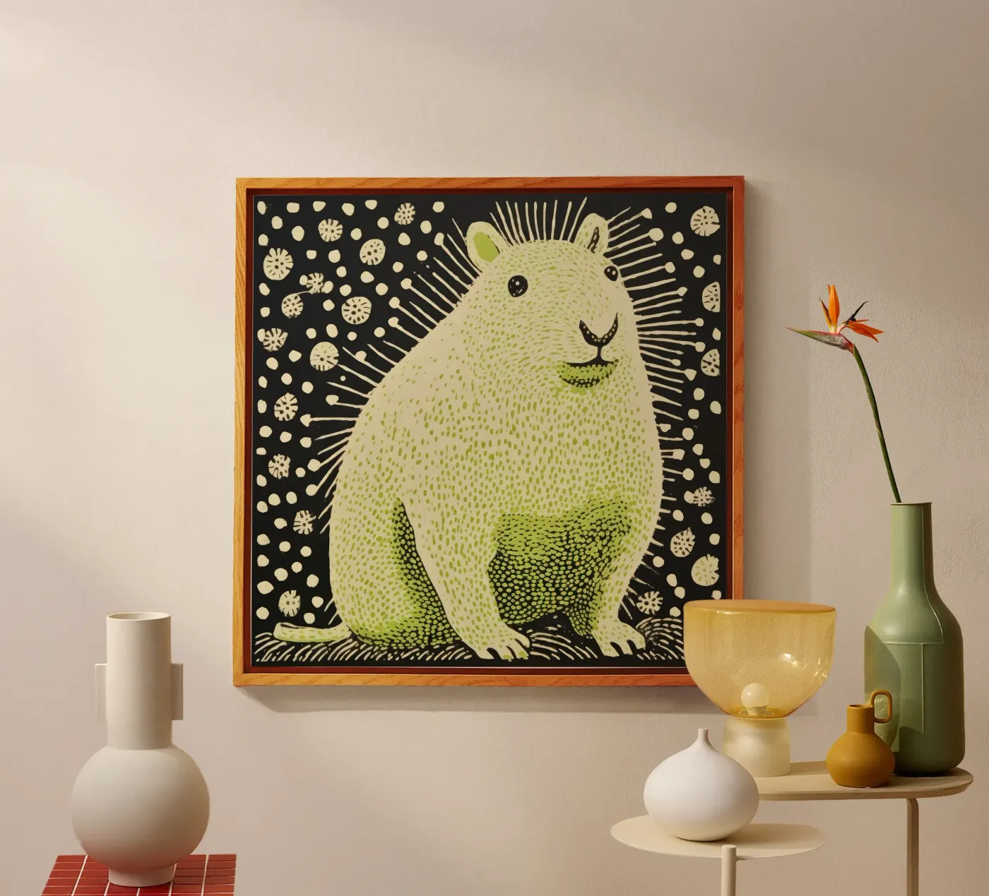 Green Guinea Pig plexiglass da Minimal Animal Art