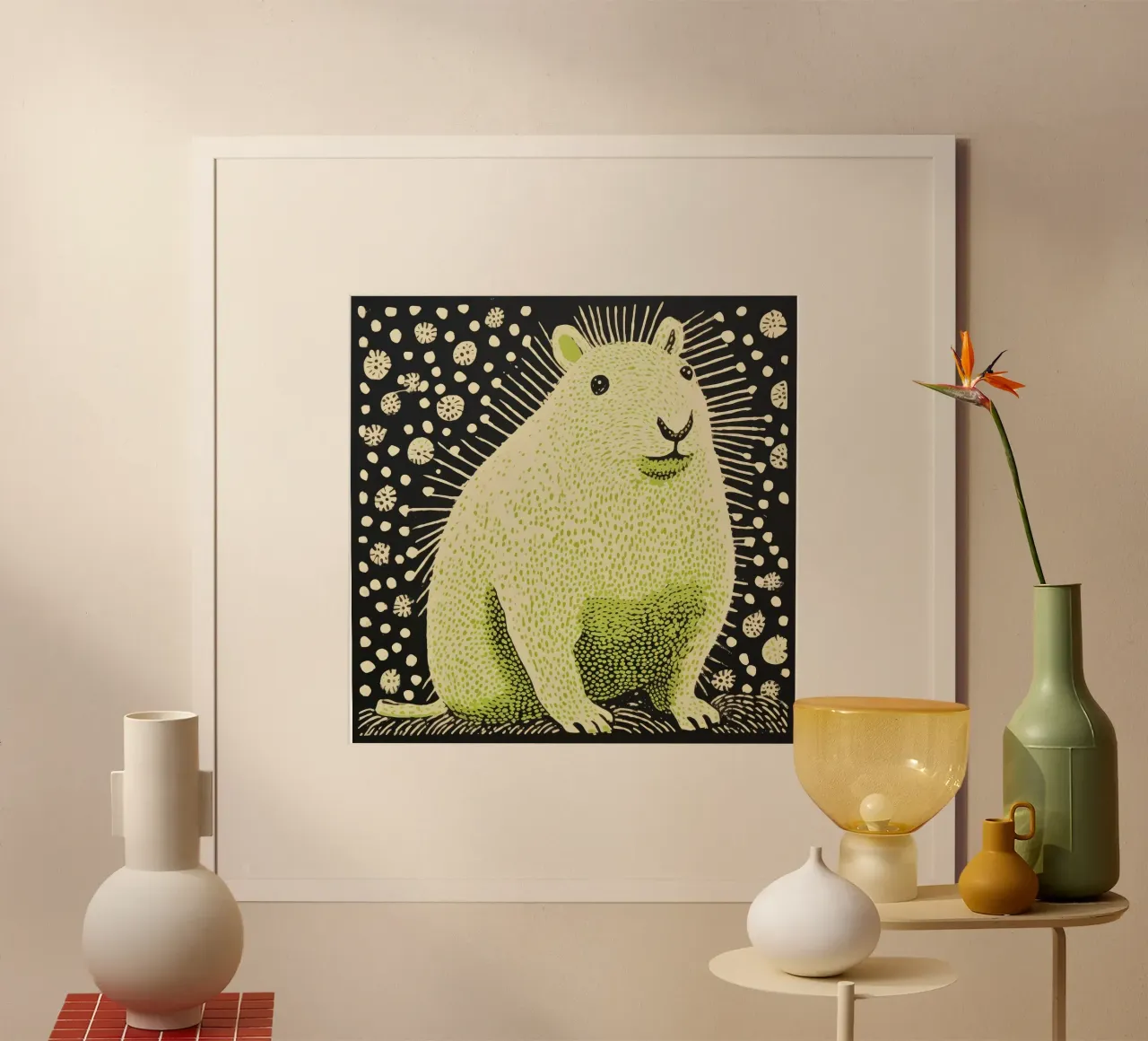 Cochon d'Inde vert 1 hahnemühle de Minimal Animal Art
