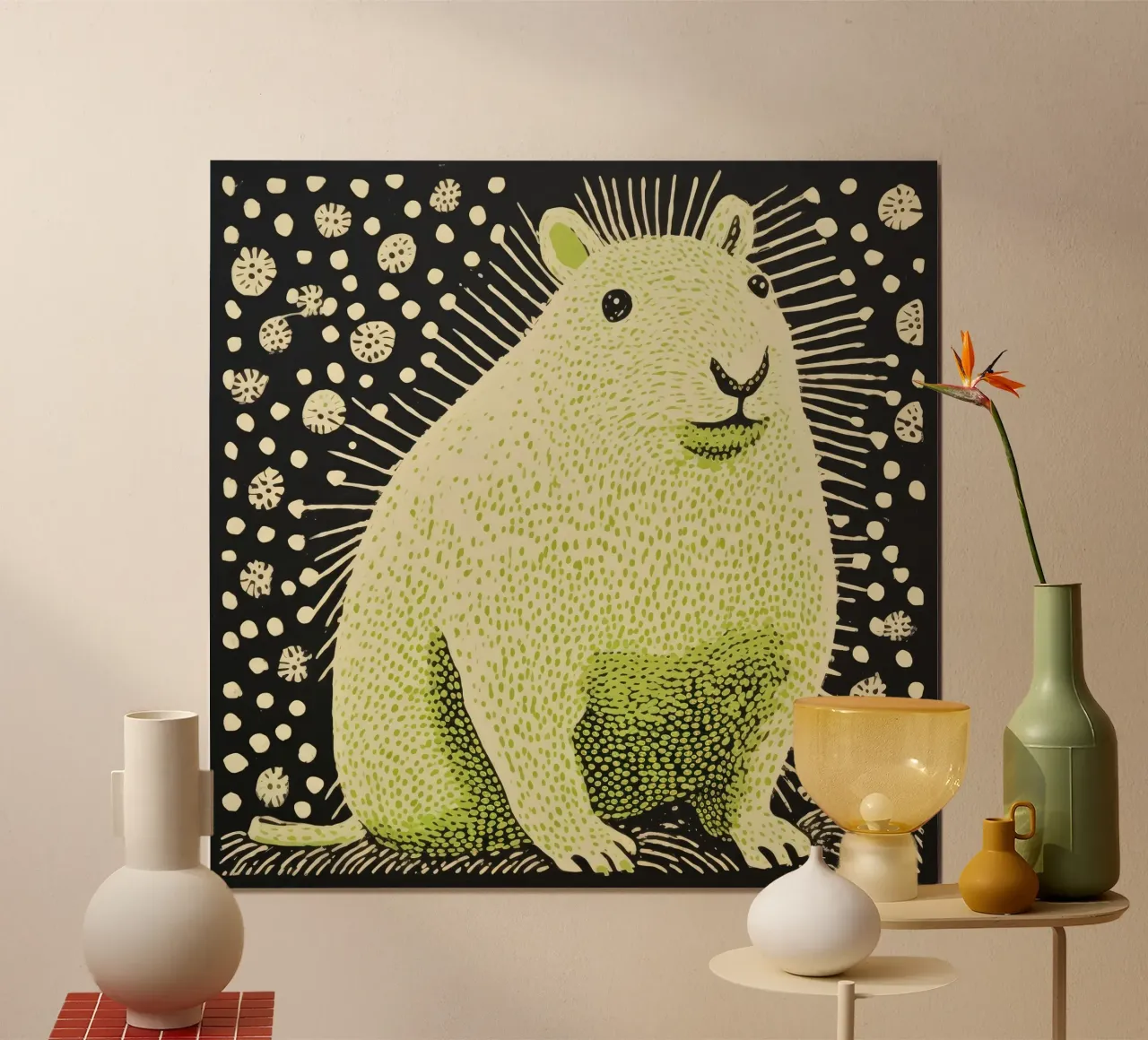 Cochon d'Inde vert 1 hahnemühle de Minimal Animal Art