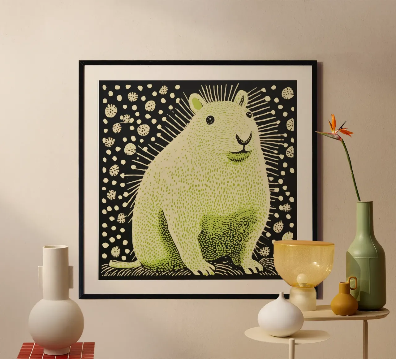 Cochon d'Inde vert 1 hahnemühle de Minimal Animal Art