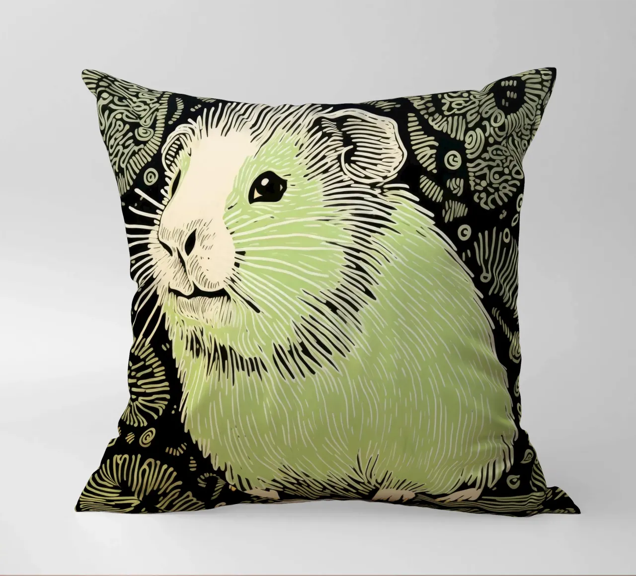 Green Guinea Pig 2 decorative cushion by Minimal Animal Art
