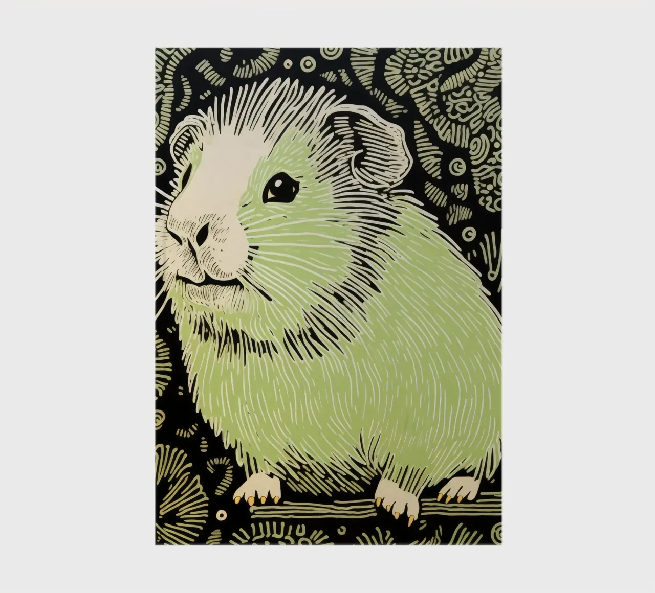 Cochon d'Inde vert 2 carnet de notes de Minimal Animal Art