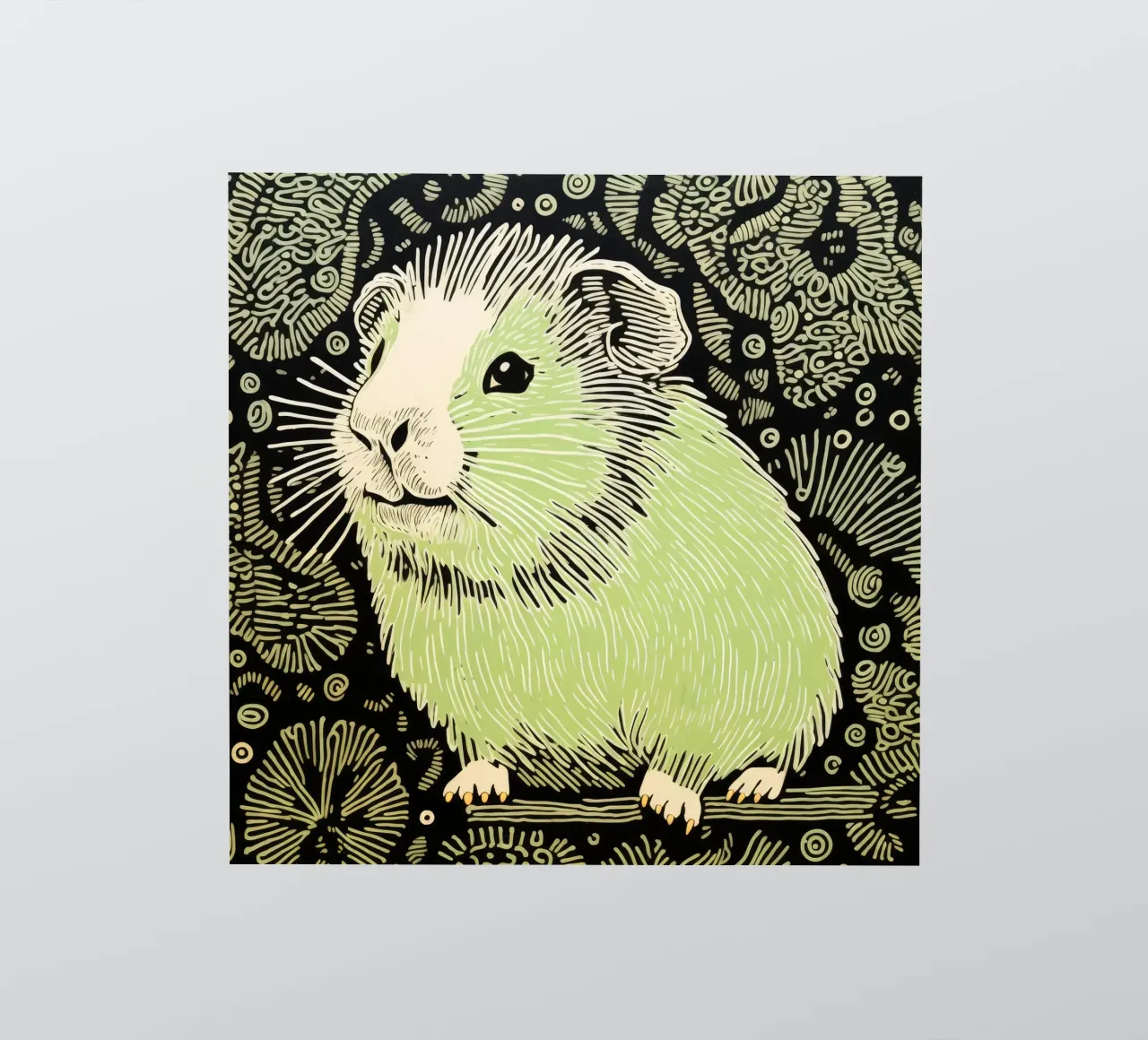 Cochon d'Inde vert 2 autocollant de Minimal Animal Art